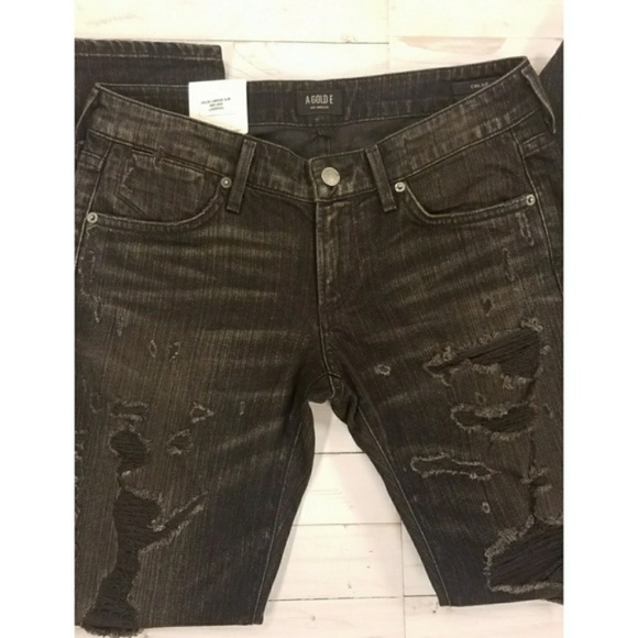 NWT A GOLDE Chloe Low-rise distressed jeans - Picture 2 of 6